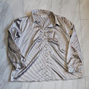 Cato Brown and White Striped Blouse